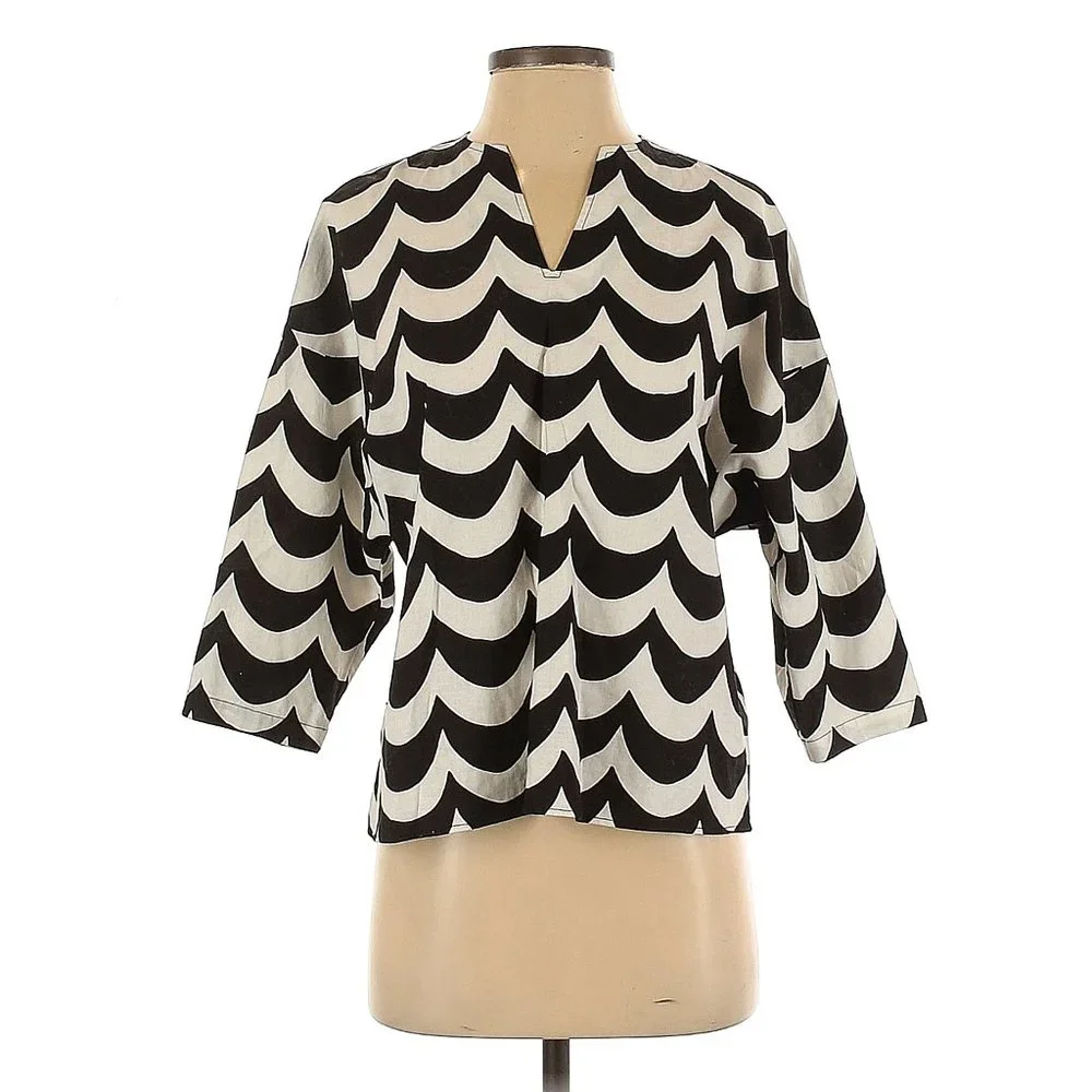 UNIQLO - MARIMEKKO - 3/4 Sleeve Tunic - 09 Black - Picture 3 of 6